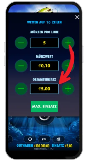 Big Bass Bonanza Gesamteinsatz einstellen