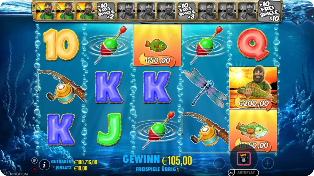 Wilds während Freispielen in Big Bass Bonanza